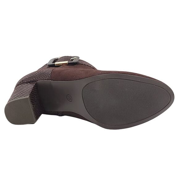 Karen Scott Women Ivyy Block Heel Ankle Bootie Size US 9.5W Chocolate Microsuede - Picture 6 of 6